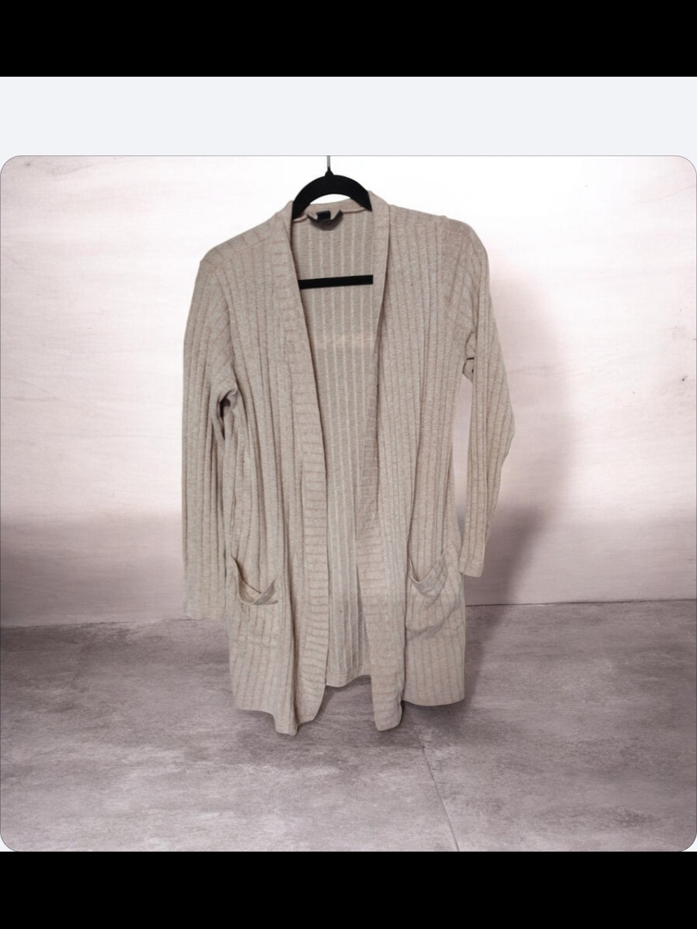 A Pea in the Pod Ribbed Open-Front Cardigan - Beige Cream